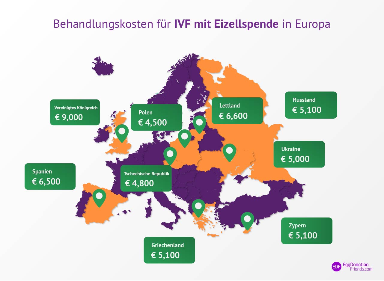IVF Behandlung mit Eizellspende Kosten Landkarte